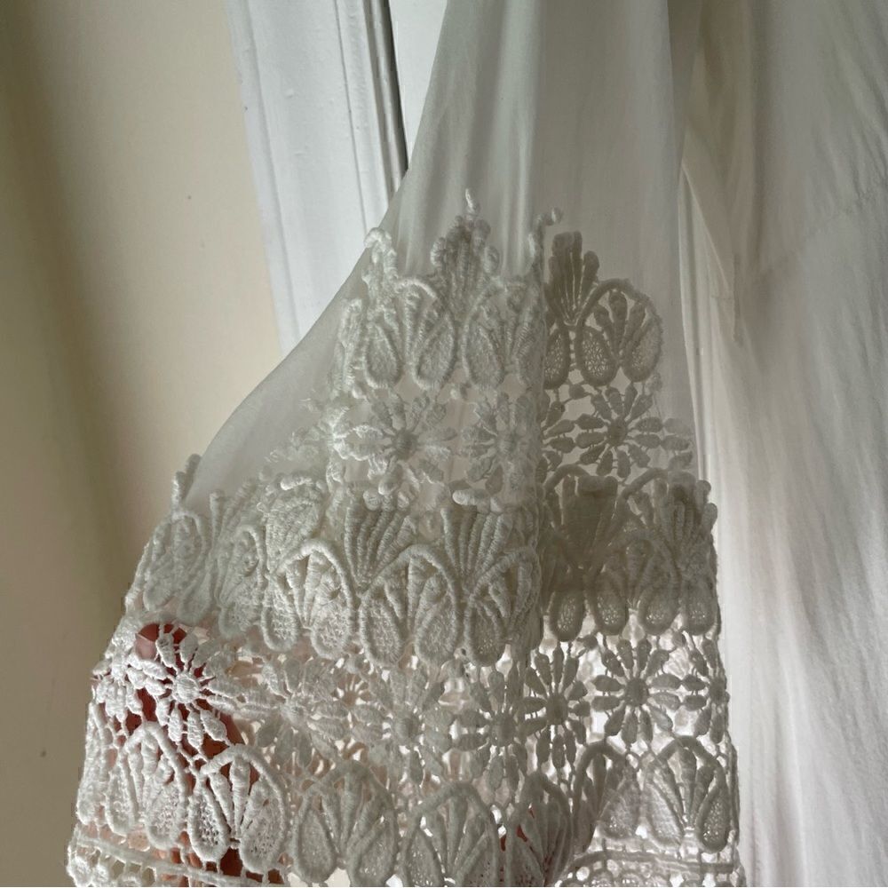 Nostalgia Boho White Crochet Detail Swim Coverup/ Tunic Size S - Picture 5 of 15